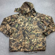 RealTree Jacket Adult Large Brown Work Wear Camo Rain Hunting Hood Coat Mens