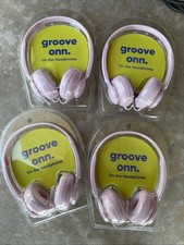 Lot of 4 Onn Groove Adjustable Wired On-Ear Headphones Pink 3.5mm AUX New