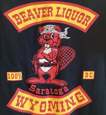 Beaver Liquor Saratoga Wyoming Black Graphic T Shirt XL