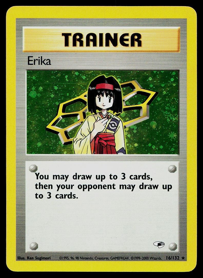 Pokemon Card Gym Heroes Erika 16/132 Unlimited Holo Rare SWIRL