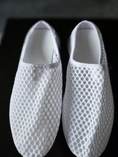 White Fishnet Mesh Flat Slip On Sliders Shoes Ballet Size 7 40 Bnwt Lightweight