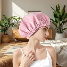Waterproof Shower Cap for Women & Men – Reusable Double-Layer TPU Hair Protector