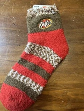 Hershey's KIT KAT Candy Bar Fuzzy Socks Pair Crew Novelty One Size Fits Most