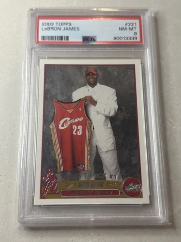 Topps 2003-04 Base Rookie LeBron James Cavaliers #221 RC PSA 8