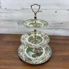 Vintage Johnson Brothers Mill Stream 3-Tier Tidbit Tray 6", 8" and 10" Diameter