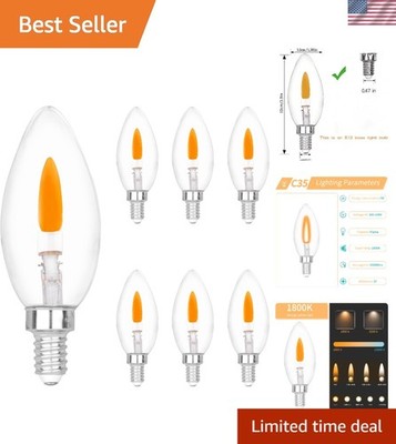E12 Base Miniature Screw C35 Flame Tip Flicker Bulbs - Crystal Clear Candle L...