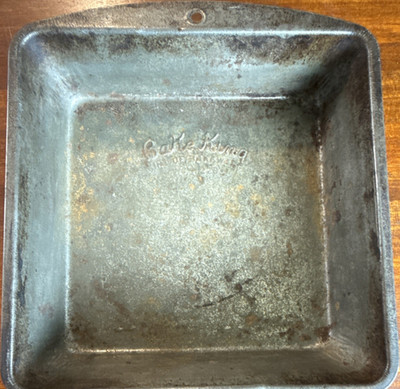 Bake King Vintage Square Steel Cake Pan Silver Original Baking Kitchen Bakeware