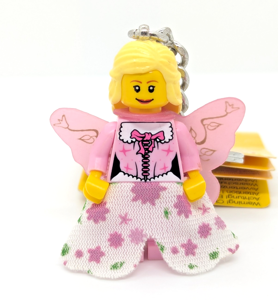 New LEGO Minifigure Key Chain - Pink Fairy Girl, Floral Vines