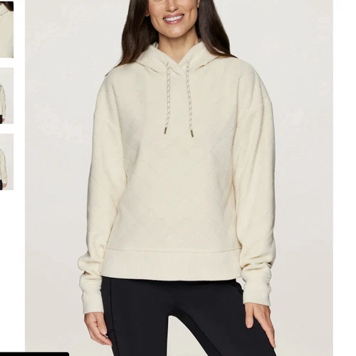 OFF WHITE Felpa con cappuccio trapuntata Avalanche Alpine Diamond 5 avorio taglia L