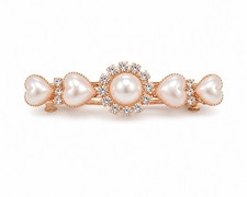 Rose Gold Pearl Heart Hair Barrette Crystal Hair Clip Bridal Wedding Elegant