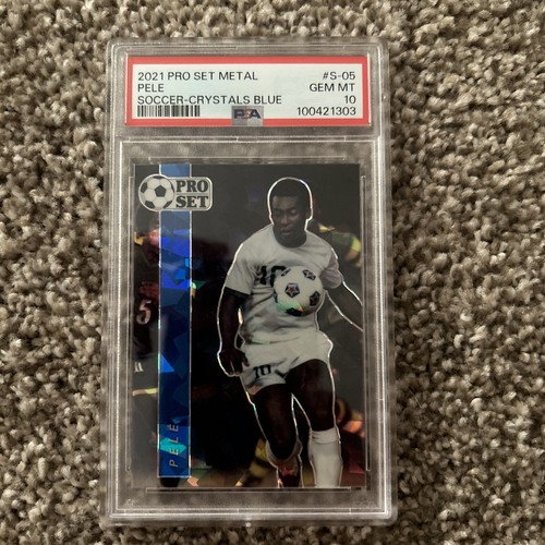2021 Pro Set Metal Pele Soccer-Crystals Blue Psa 10 Gem Mint /35
