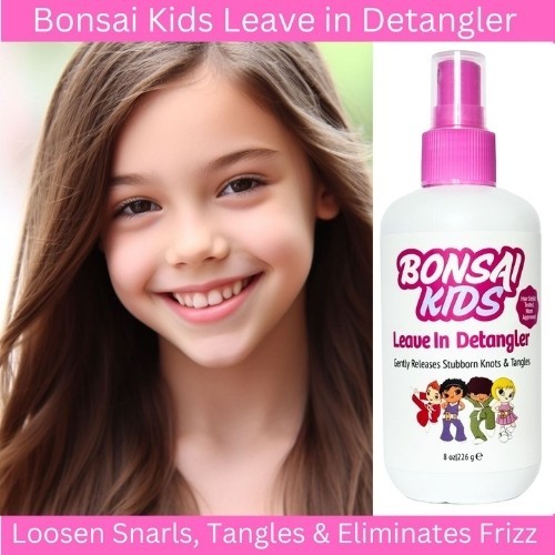 Kids Hair Detangler Spray 8 oz Bonsai - Gentle Tear-Free for Toddlers Girls Boys