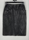 Excelled Womens Black Leather Slit Front Pockets Straight & Pencil Skirt Size 12 — photo 2