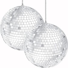 2 Pcs 4 Inch Hanging Disco Mirror Balls DJ Light Effect Party Home Decoration