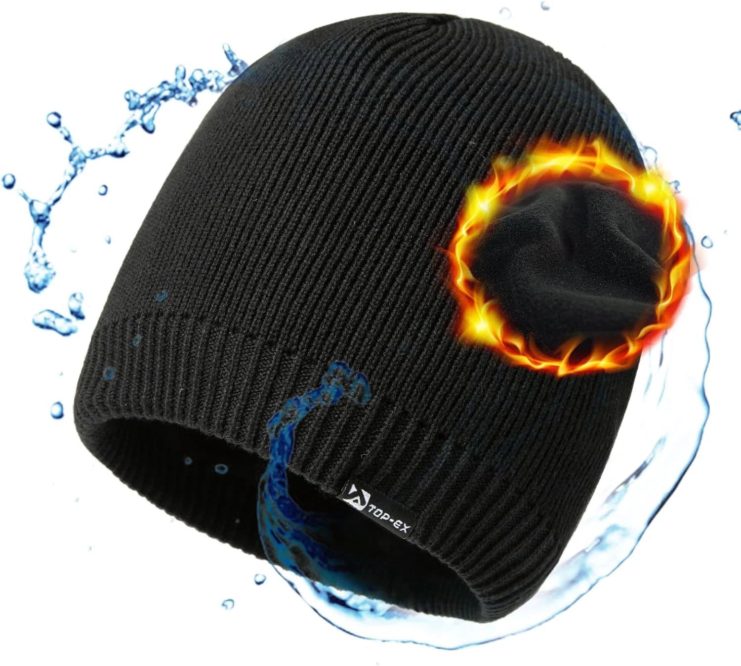 Oversized L/XL/XXL Dryknit™ Waterproof Merino Wool Blend Beanie Fleece Lined Kni