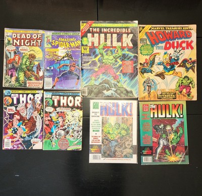 8 Marvel Comic Vintage 1970s Bronze Age. Hulk, Thor, Spiderman, Howard Duck