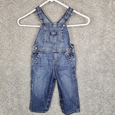OshKosh B'Gosh Denim Bib Overalls 24M Carpenter Snap Leg Vestback Jean Blue