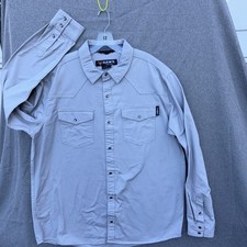 Pre-Owned Hawx Work Gear Men  s Long Sleeve Shirt Gray Size L Western