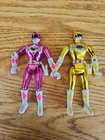 2-Vintage 1995 Metalic Pink, Yellow Bandi Power Ranges