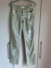 Jeans Free People verde 'Shelby' vita bassa ragazzo taglia 24 - dettaglio dipinto
