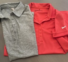 Nike + UA Set Of 2 Women’s Golf Polos Cherry Red Heather Gray Size Small