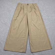 Madewell The Harlow Wide Leg Pants Women  s 12 Beige Twill Pleated Trousers NT130