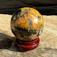 320g Natural Rare Yellow Tourmaline Black Orca With Topaz Point Crystal Healing