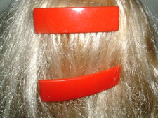 Pair of Vintage Art Deco Lipstick Red 2.5" Slide Side Combs