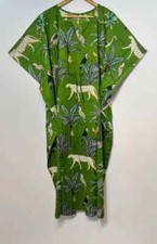 Indian Cotton Green Kaftans Summer Dress Night Gown Maxi Bridal Caftan Dress