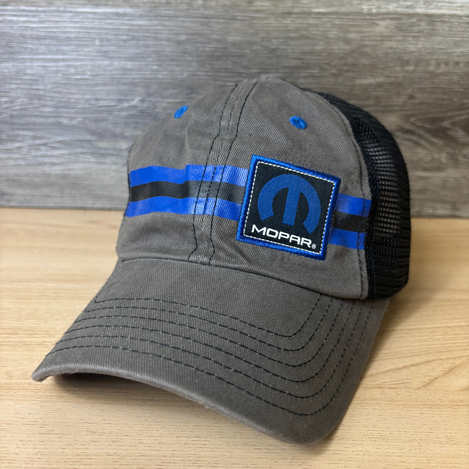 Mopar Hat Cap Strap Back Gray Blue Mesh Back Raci… - image 1