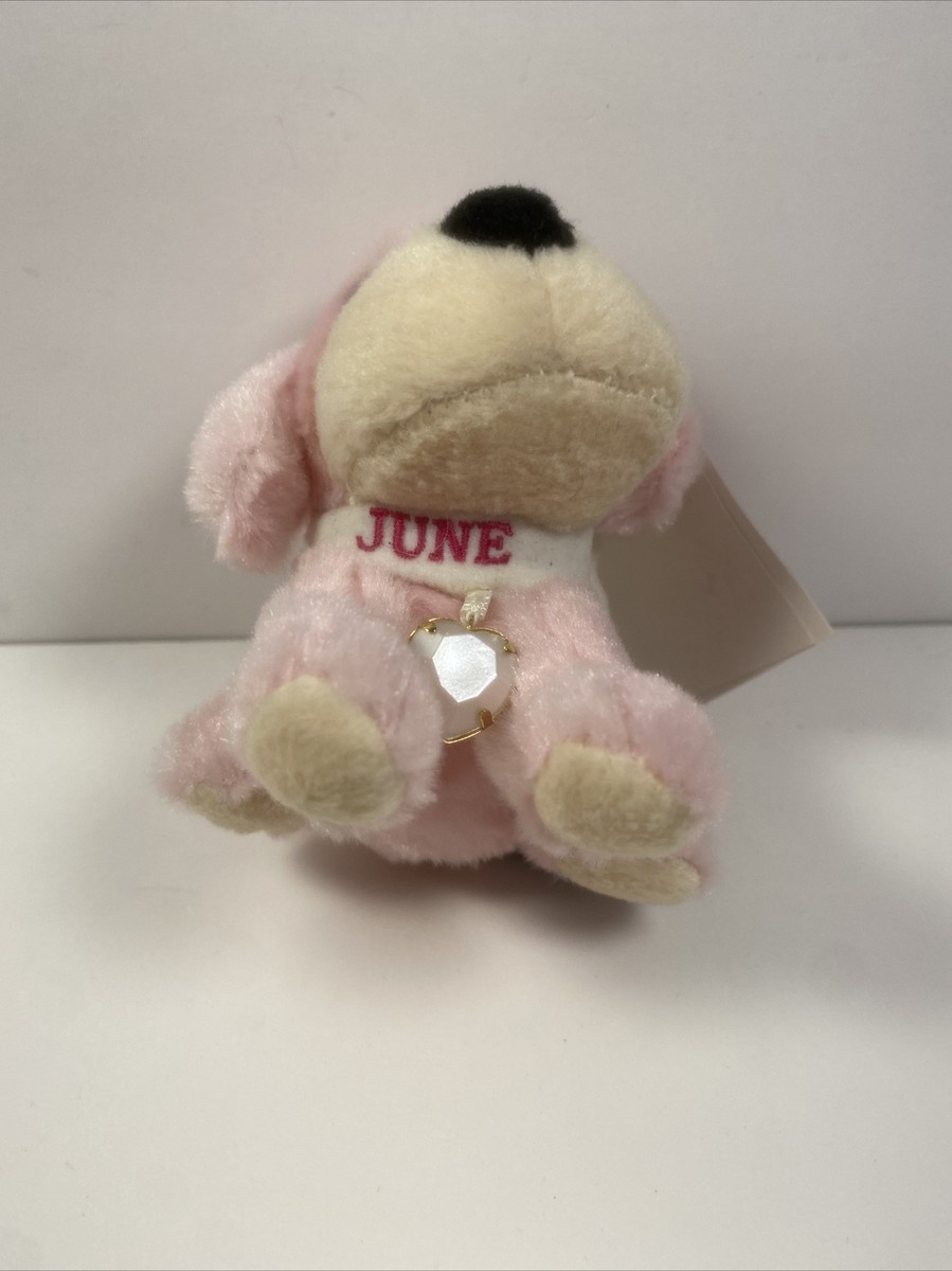 FAO Schwarz Penelope Birthstone Plush JUNE White Heart Charm 4in
