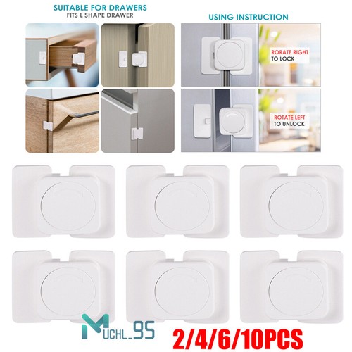 2/6/10 Pcs Baby Kids Safety Lock Drawer Cupboard Cabinet Fridge Door Child Proof
