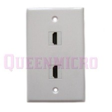 2-Port Single Gang HDMI 4K HD 3D 1080P ARC HDR Wall Plate Panel Outlet Extender