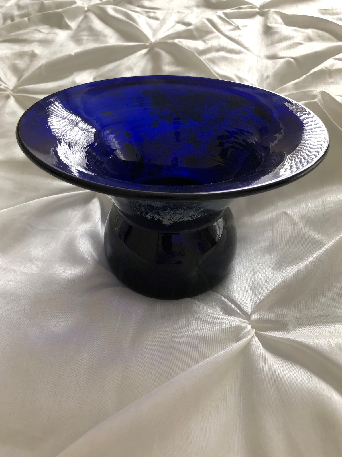 Thick Murano Art Glass Cobalt Blue Vase eBay