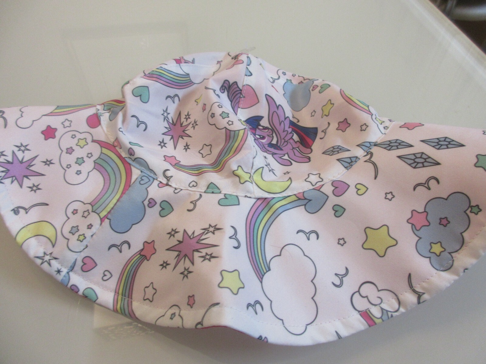 Cappello MLP My Little Pony bambino bambina bianco stampa secchiello reversibile rosa berretto sole