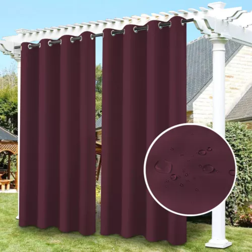 1/2 Stück Wasserdicht Outdoor Terrasse Vorhänge 52" Breit Sichtschutz Verdunkelung Pergola Schatten - Bild 66 von 124