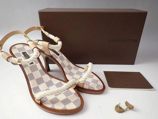 LOUIS VUITTON Damier Azur Ankle Strap Sandals EUR36 Used From Japan