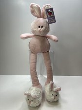 Ganz Rosa Blanco Conejo Piernas Largas Conejo Conejo Zapatillas Peluche Animal RARO