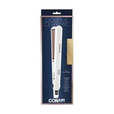 Conair Double Ceramic Flat Iron, 1 In Flat Iron, White/Rose Gold MODEL CS221N