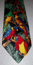 Vtg Surrey Men's Necktie Colorful Parrots Polyester Made in Korea 60" Long