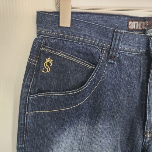 VTG Southpole Jeans Mens Size 38X31 Blue Baggy Skater Flap Pockets Y2K Hip Hop - Foto 3 di 13