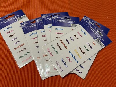 2er Pack Etiketten transparent farbig bedruckt selbstklebend Küche Lebensmittel