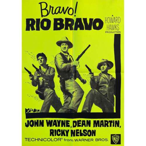 RIO BRAVO Affiche de cinéma  - 50x70 cm. - 1959/R1960 - John Wayne, Dean Martin, - Photo 1/1