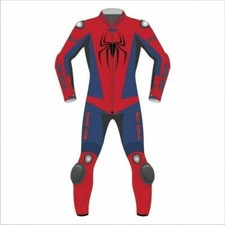 Spiderman Motorcycle/Motorbike Street Racing Cowhide Leather Biker Suit