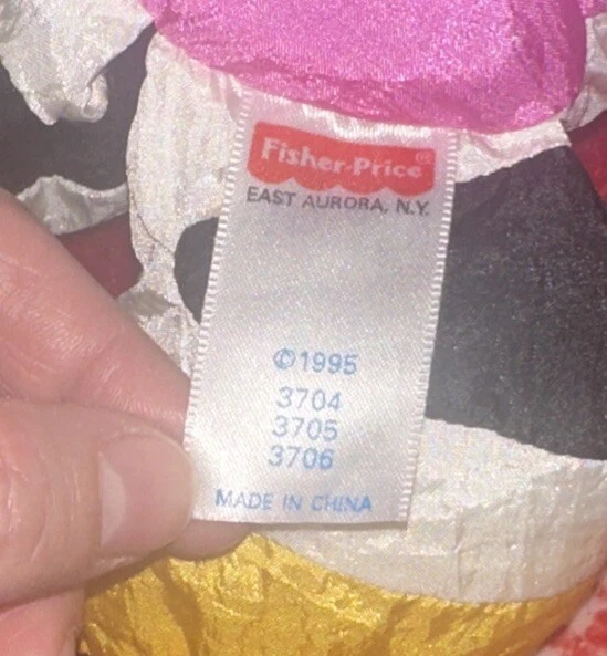 Fisher Price 1995 amigos de la jungla peluche puffalump nylon zebra negro blanco rosa A Foto 4 de 4