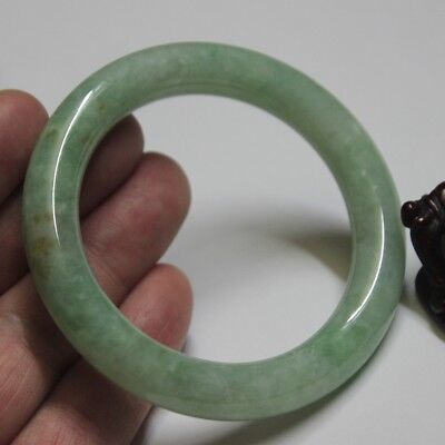 Certifié floral vert naturel un Jadeite Jade circle Bead Stretch Bracelet 
