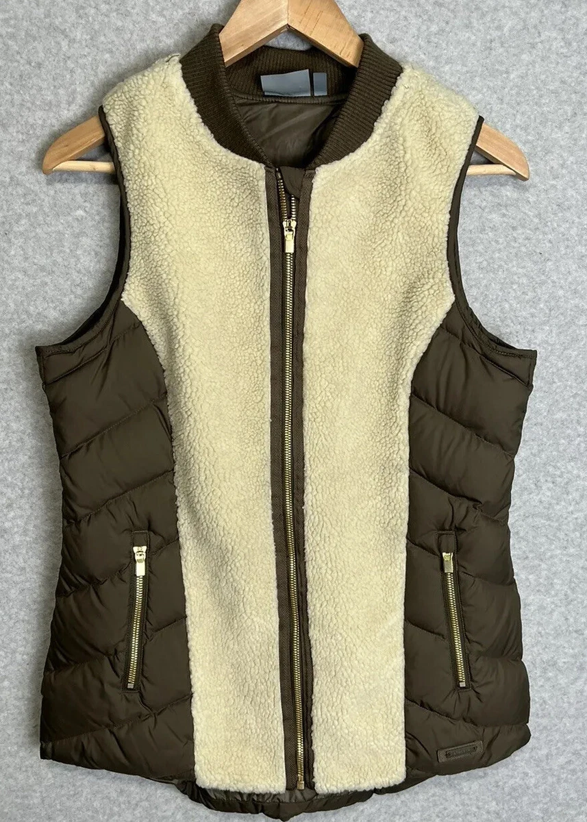 Athleta Tundra Quilted Responsible Goose Down Sherpa Vest Womens Brown  Beige S | eBay