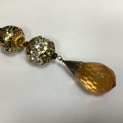Collier Occasion Créateur Fantaisie Vintage Avec Cristal Et Angelots, En Métal Argenté, Sans Marque Collier Croix