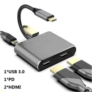 Adaptateur USB 3.0 Type C à double HDMI USB C Extension de l'écran de la station d'accueil Hub