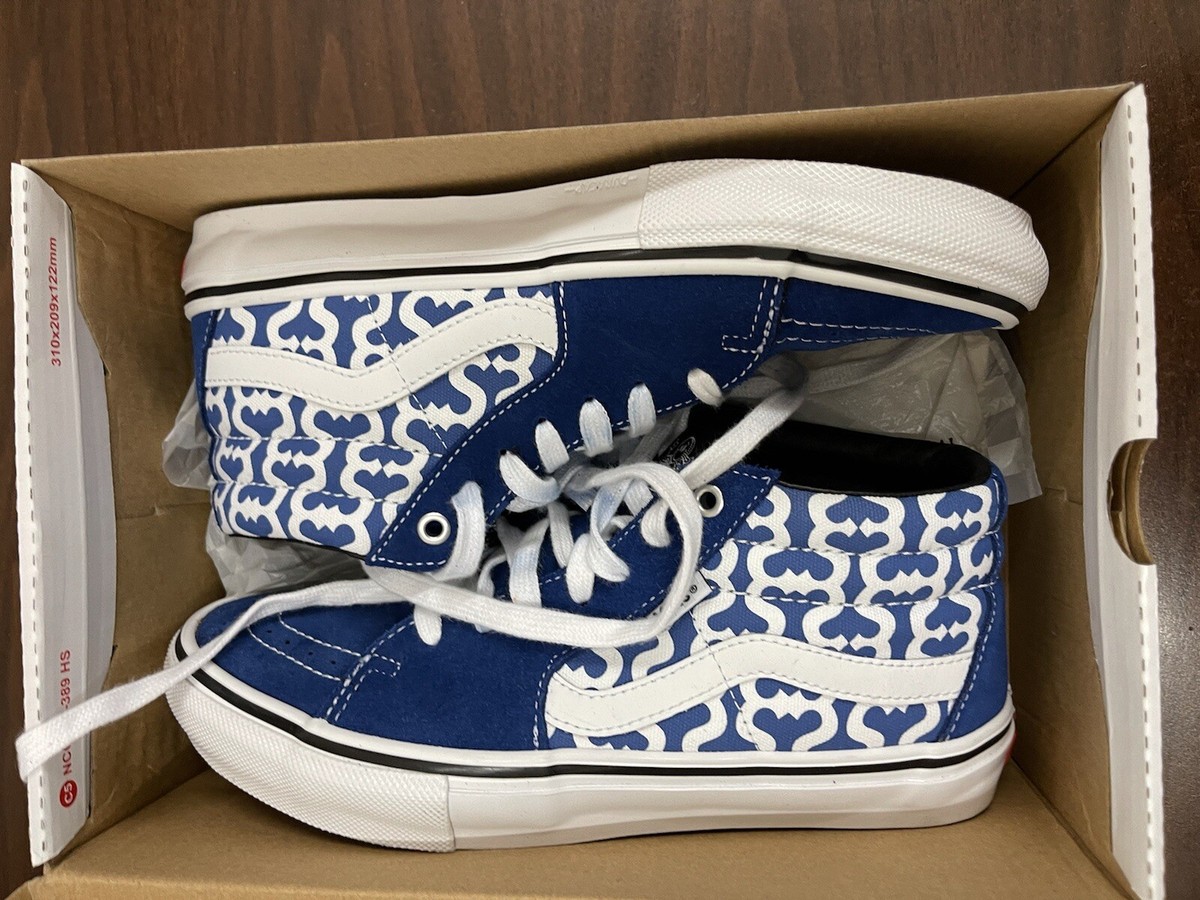 SUPREME X VANS MONOGRAM S LOGO SKATE GROSSO MID ROYAL BLUE Size